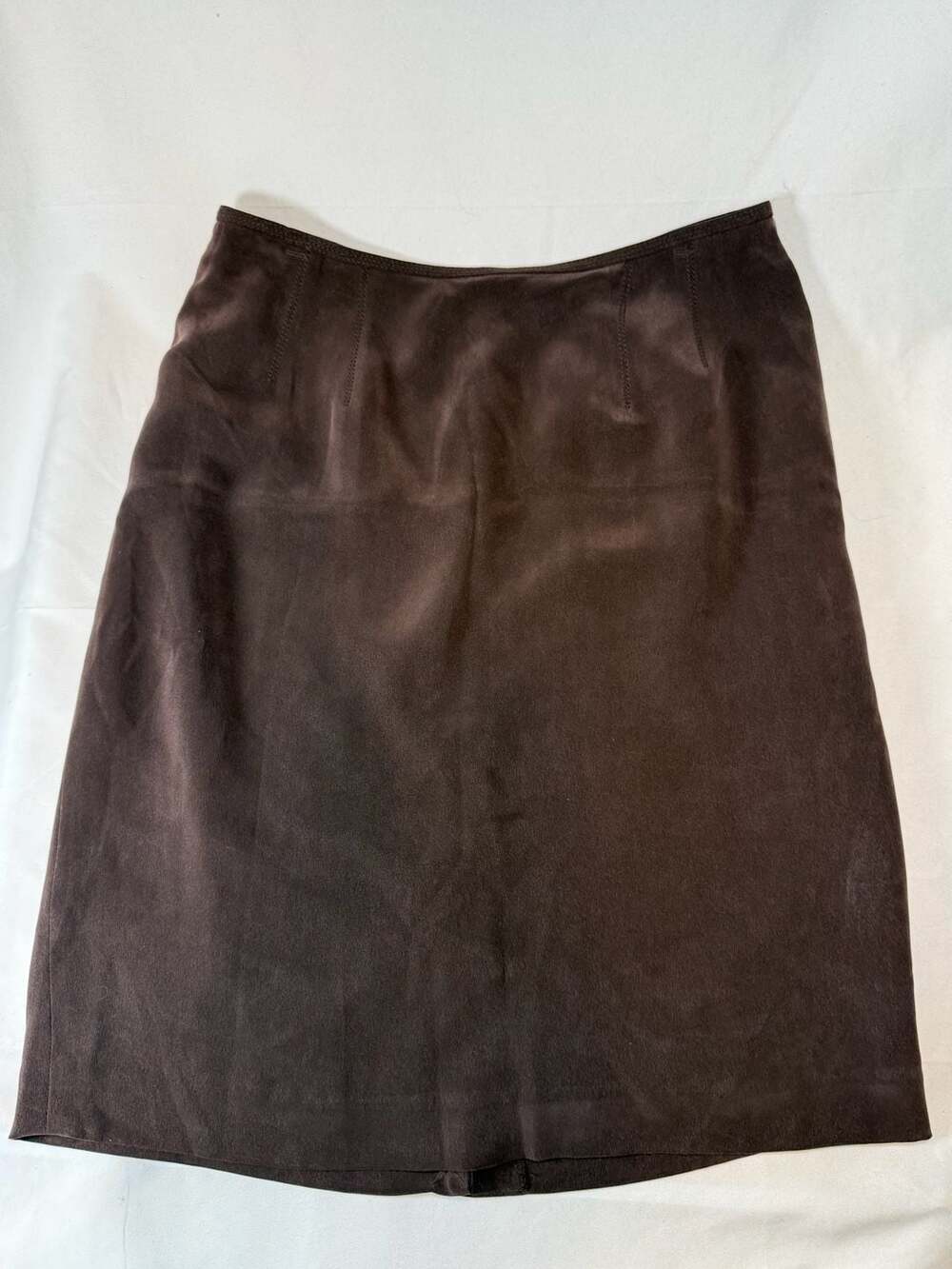 Katherine Kelly Collection Women's Chocolate Brown 100% Silk Skirt Size 12